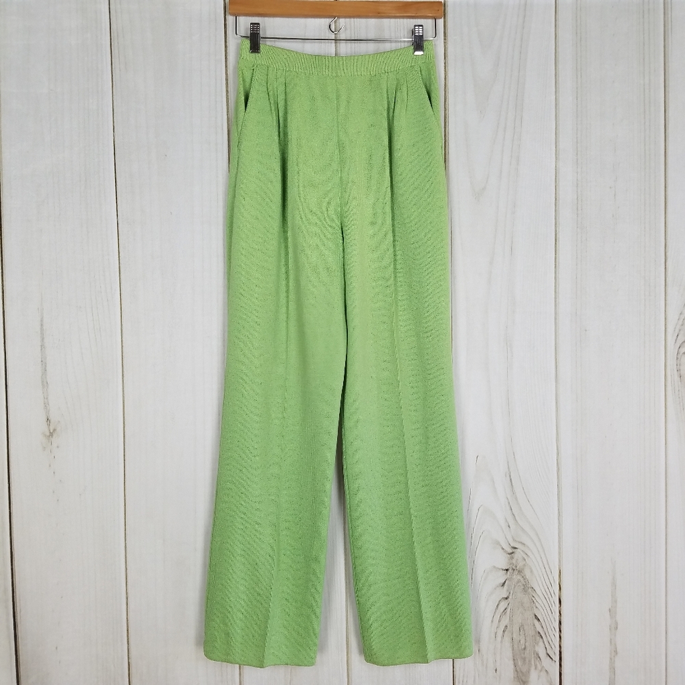 St John Collection Lime Green Stretch Knit Pants